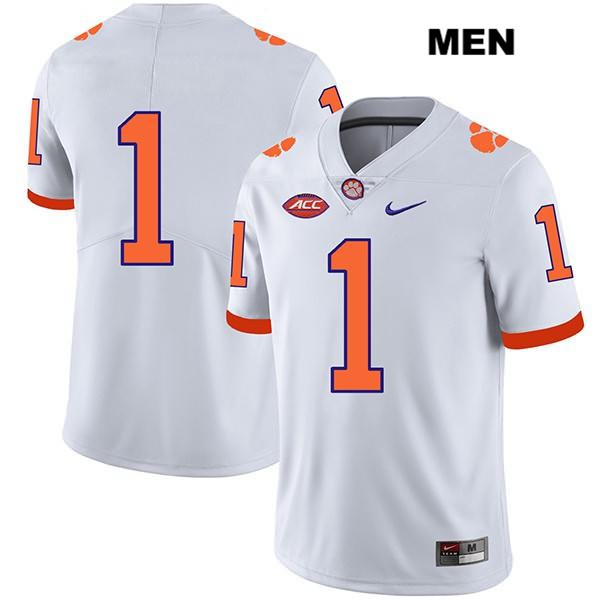 Men's Clemson Tigers #1 Derion Kendrick Stitched White Legend Authentic Nike No Name NCAA College Football Jersey DRM5146PA